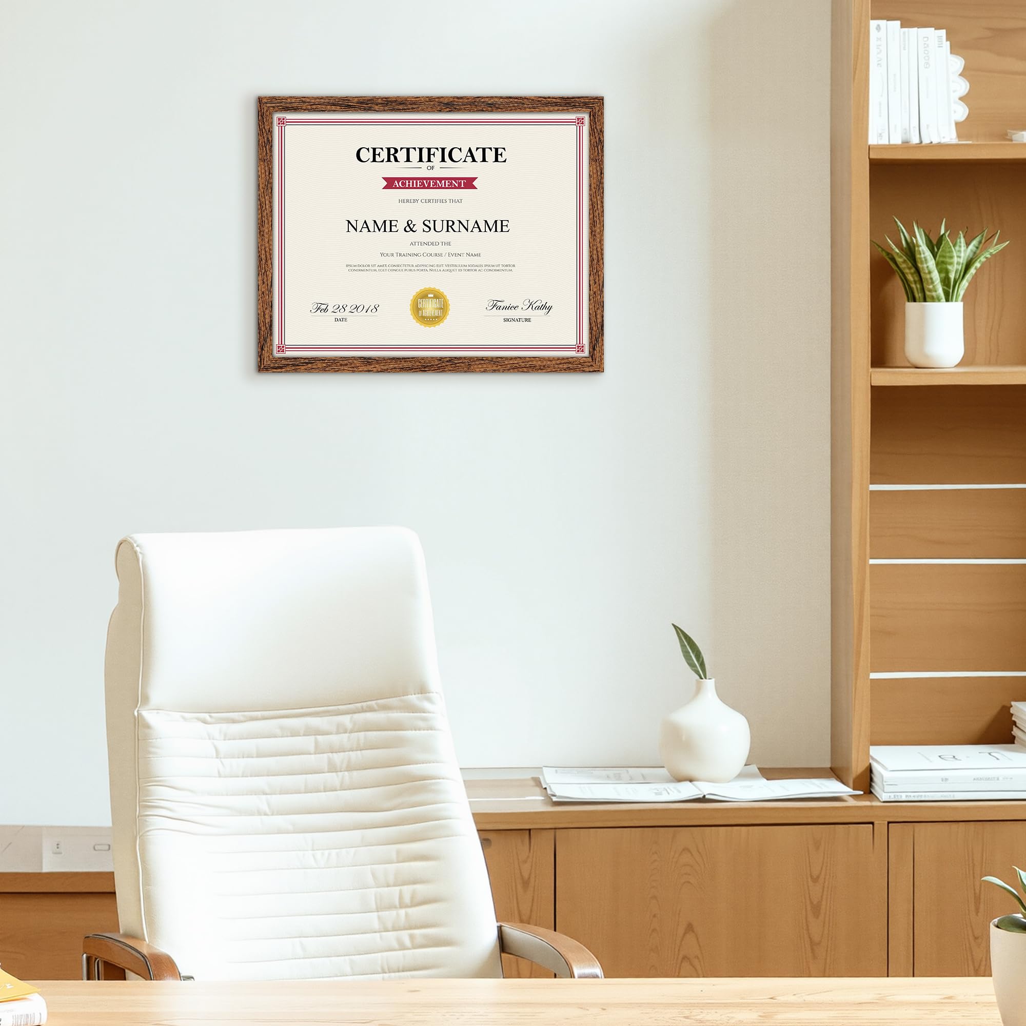 Giftgarden 8.5x11 Picture Frame Walnut Brown, Certificate Award Document Diploma 8.5 by 11 Thin Frame for Wall Tabletop Display,